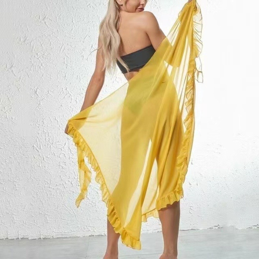 Sarong Pareo Wrap - Pareo Lungo in Chiffon con Volant,