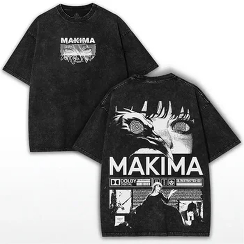 Vintage Summer Clothing Men - T-shirt Manga Chainsaw Man Makima per