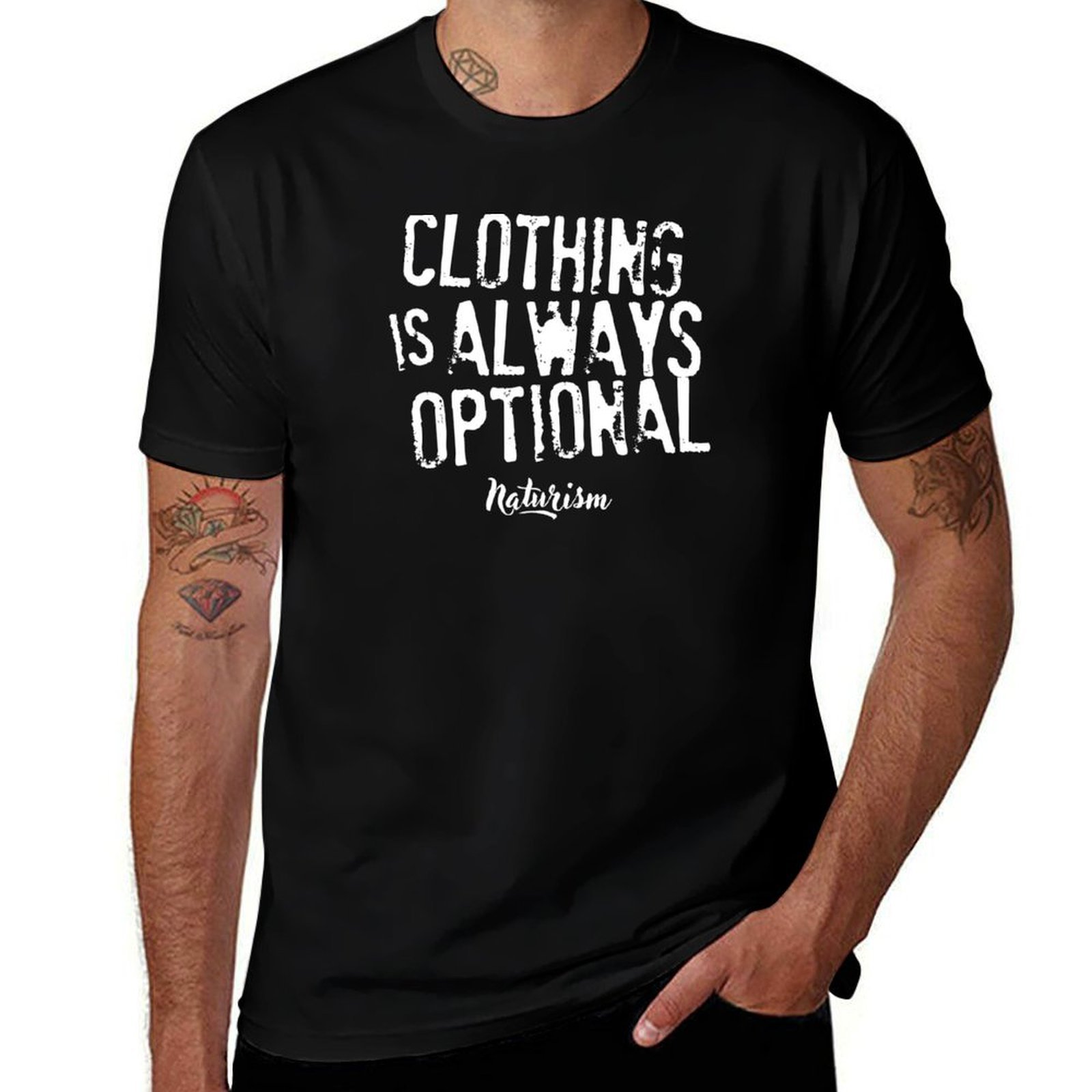 Summer Clothing Options - L'abbigliamento è sempre facoltativo. T-shirt Naturista/Nudista