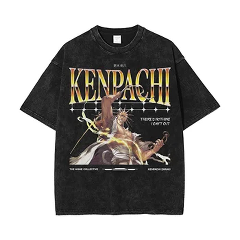 Vintage Summer Clothing Men - T-shirt Anime BLEACH Zaraki Kenpachi 2026,