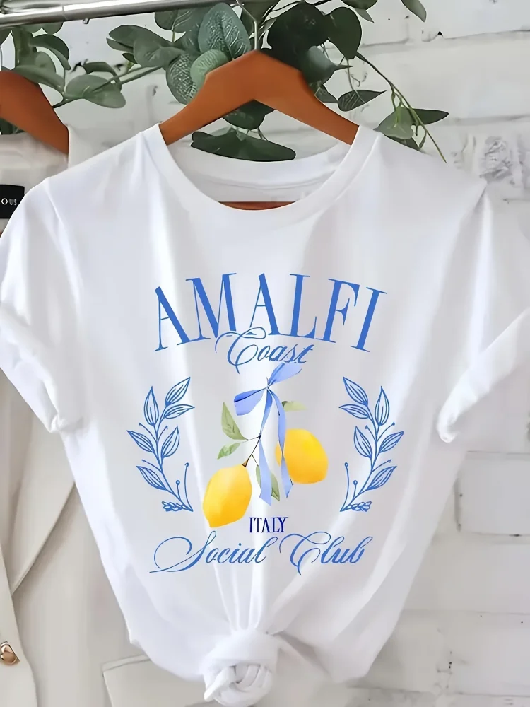 Summer Clothing Aesthetic - T-shirt con stampa limoni a maniche