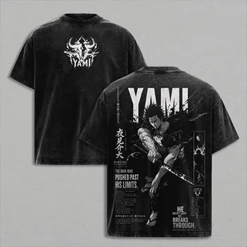Vintage Summer Clothing Men - T-shirt Manga Black Clover Yami Sukehiro