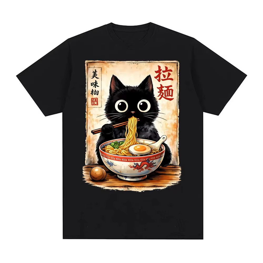 Summer Clothing Essentials Women - T-shirt Kawaii Ramen Cat 2026, Stile